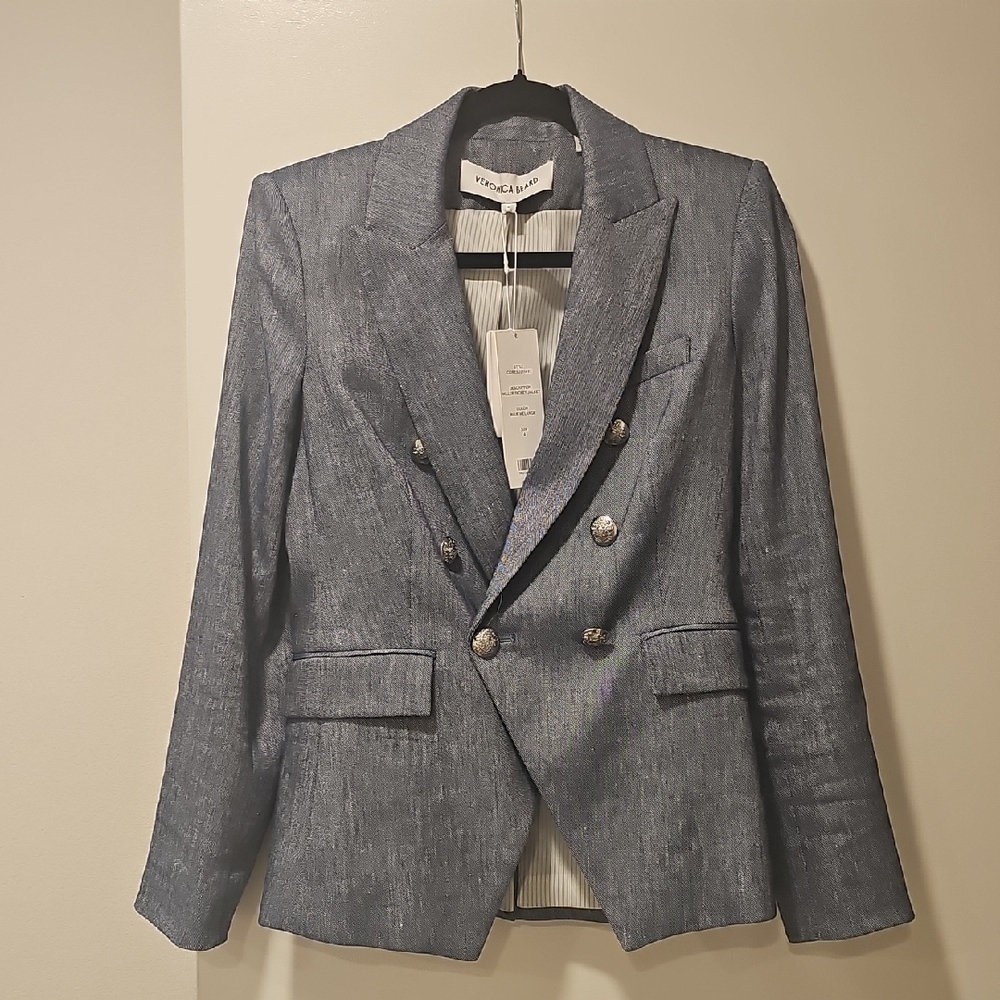 Veronica Beard Blue Blazer with Silver Buttons